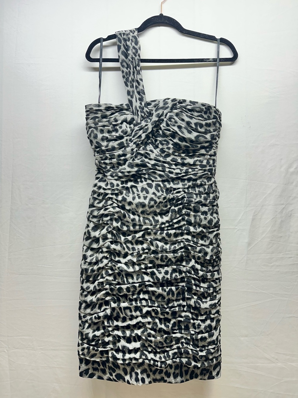 Calvin Klein Animal Print Ruched One-Shoulder Cocktail Dress